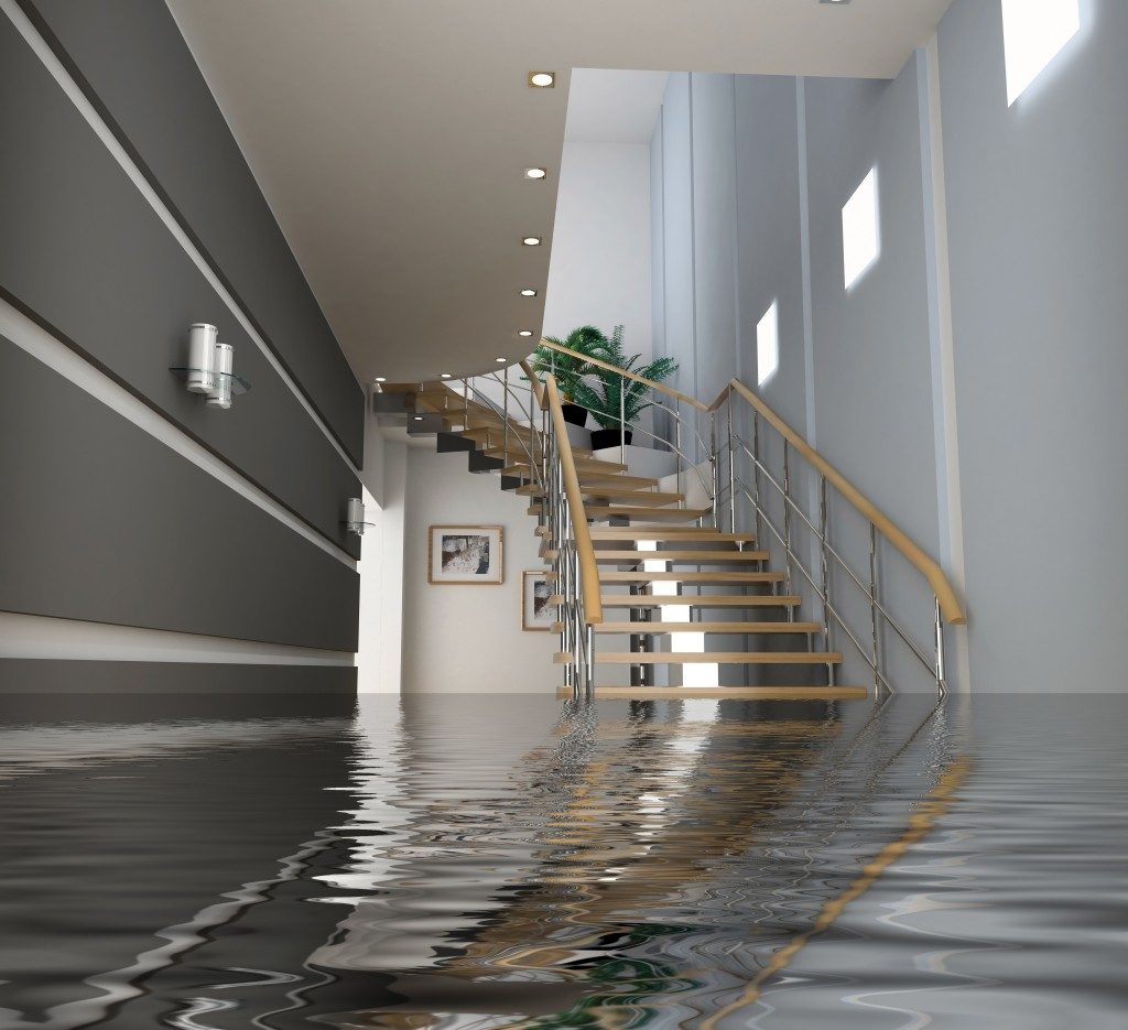 Flood down the stairs of the house