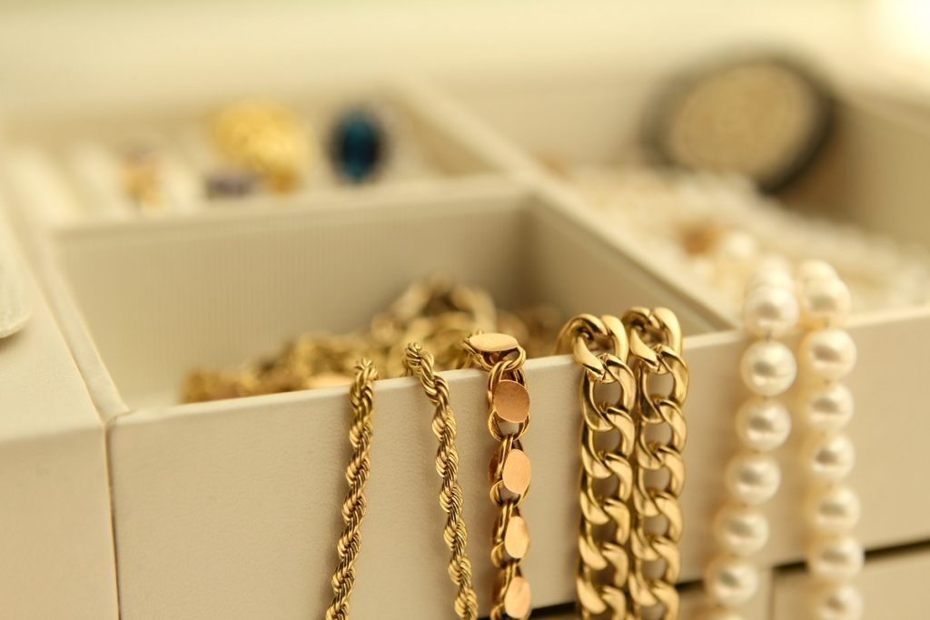 Necklaces in a jewelry box