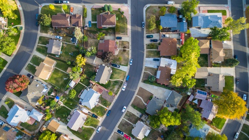 Aerial view of a neighbourhood