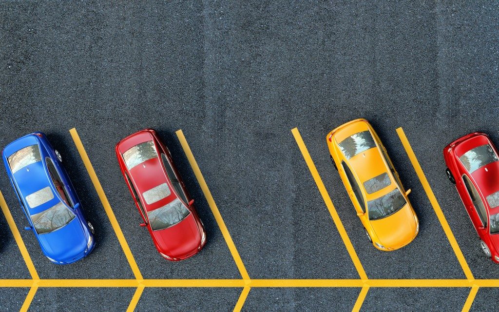 Aerial view of a parking lot