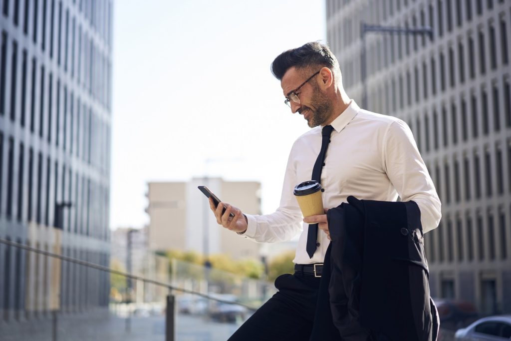 Businessman on his way to work