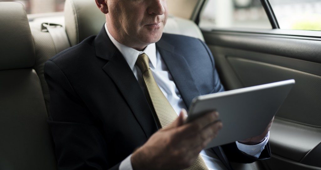 Businessman in a car