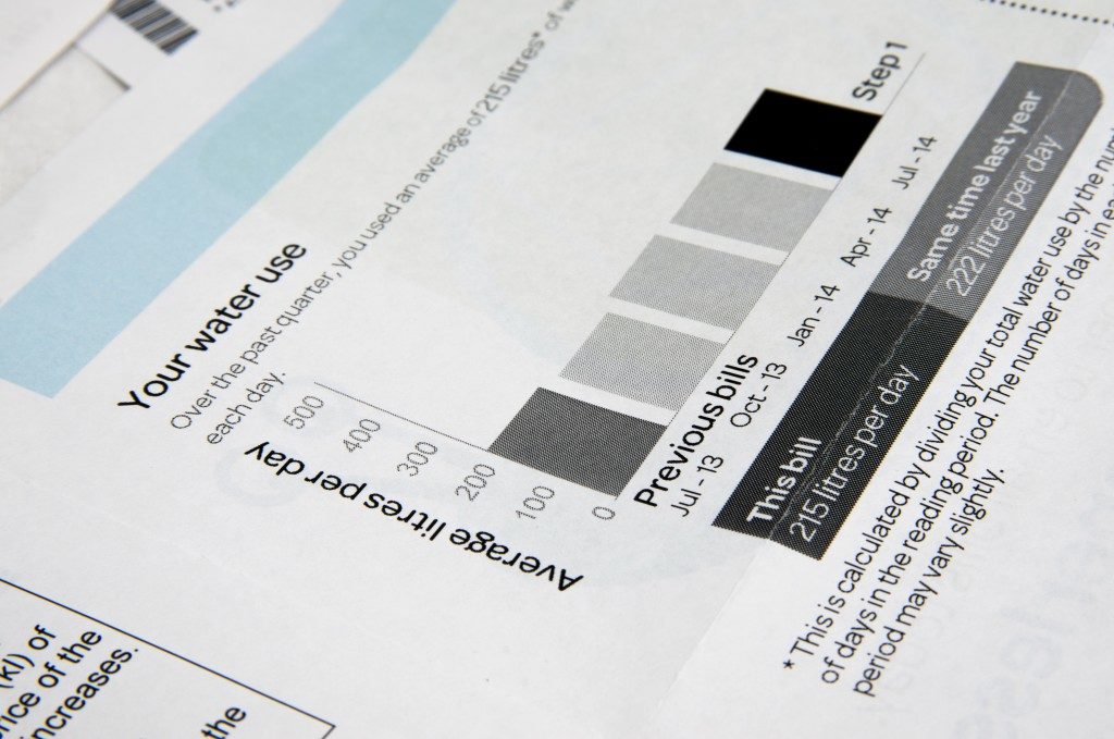 water bill closeup