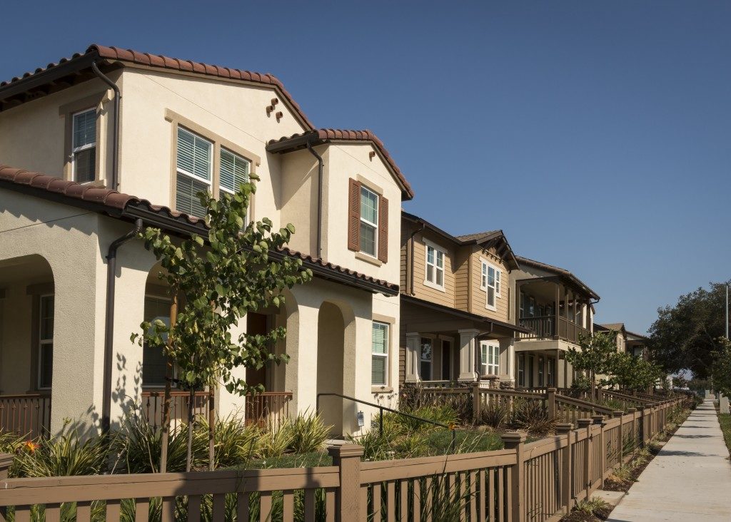 Row of townhouses in a village