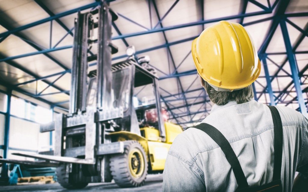 Forklift in a warehouse