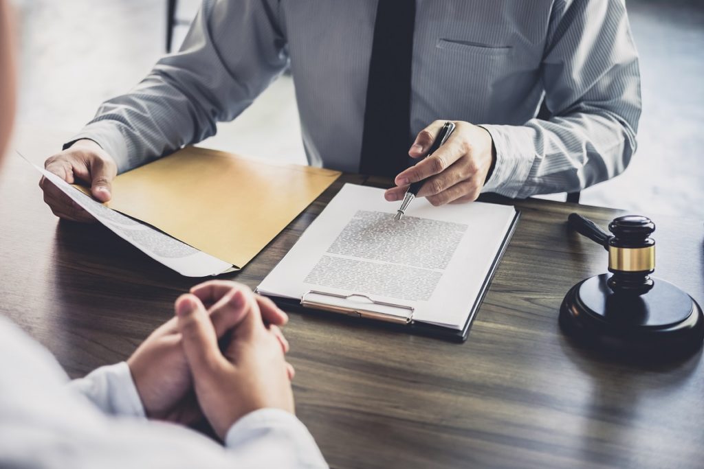 Lawyer checking records and documents