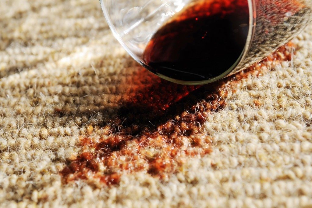 wine stain on the carpet