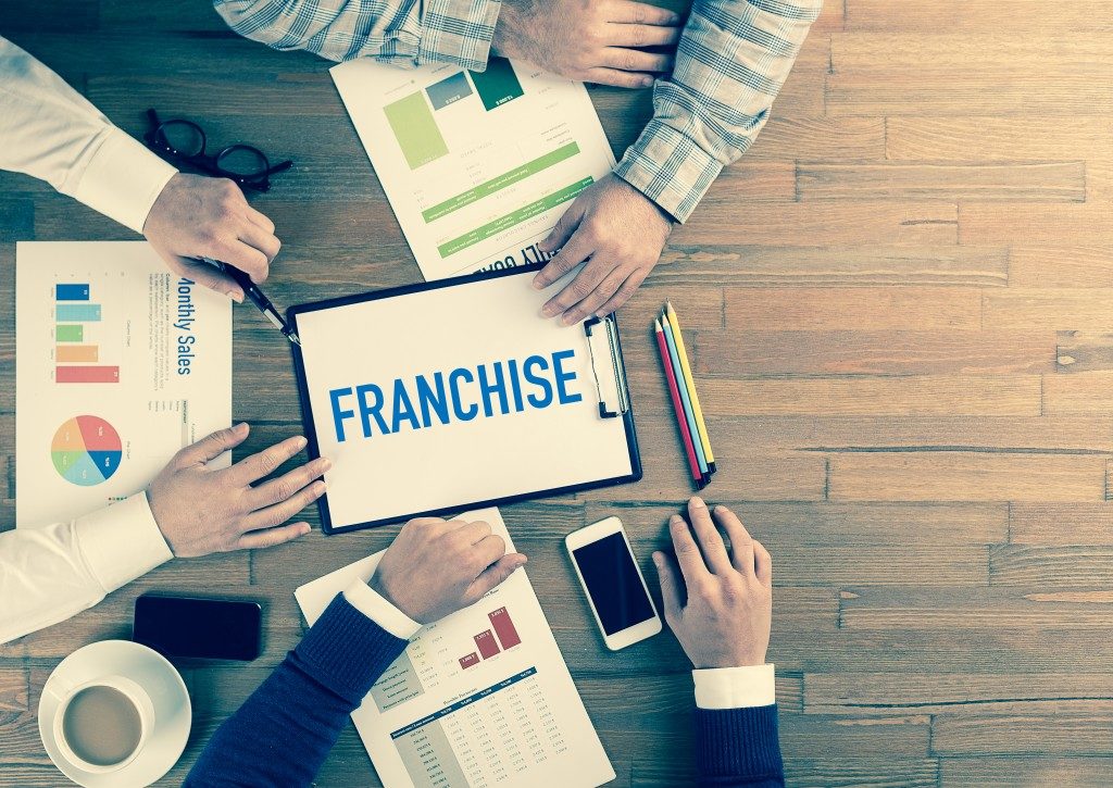 Business team concept of franchising a business