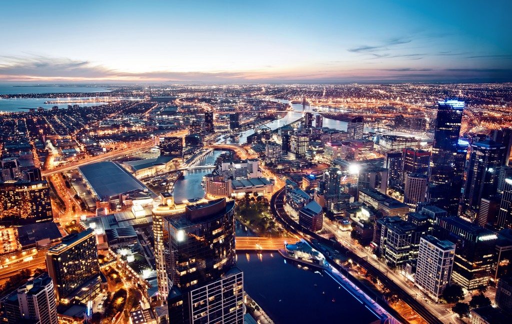 A view of Melbourne at night, Victoria, Australia