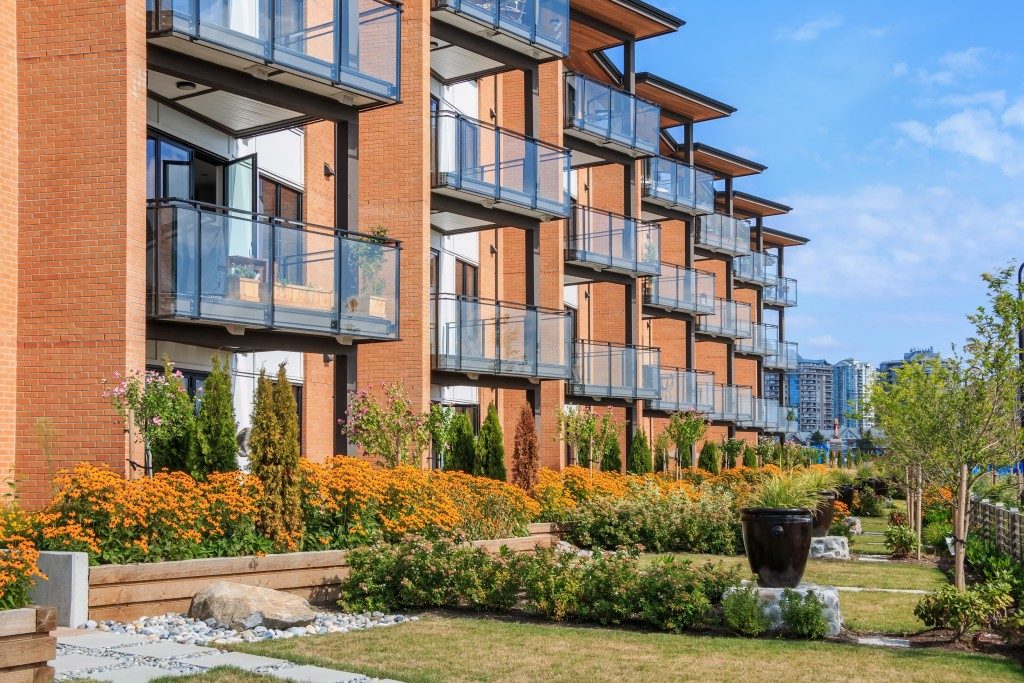 Architectural details of modern apartment building.