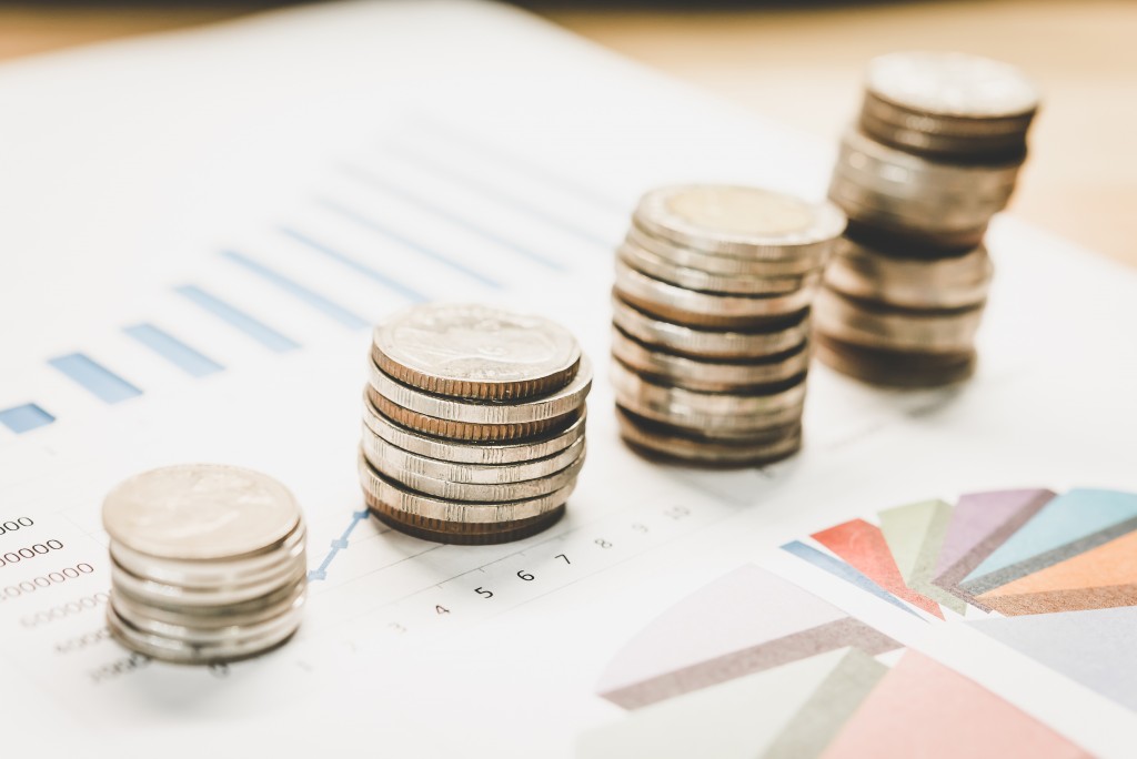 coins on a paper of data