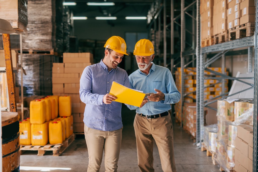 warehouse managers in discussion