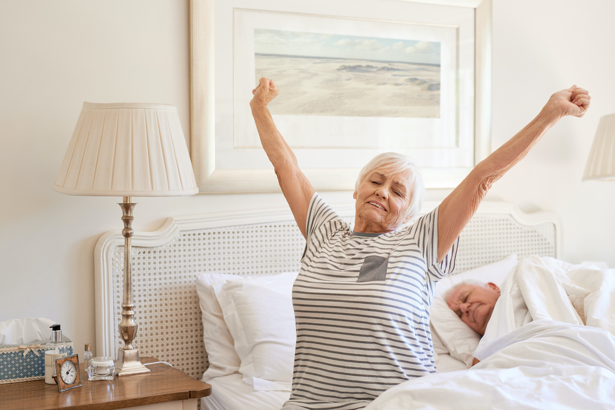 old woman waking up