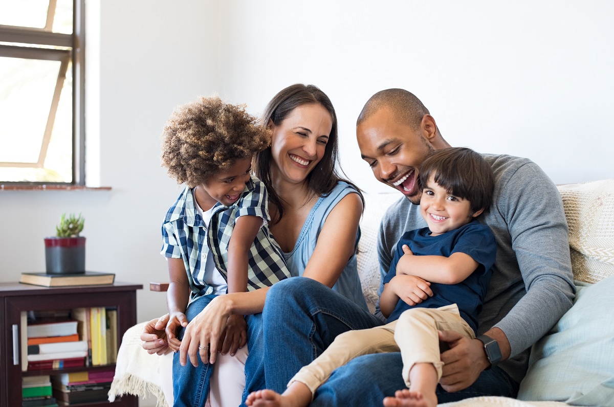 family sitting on a couch