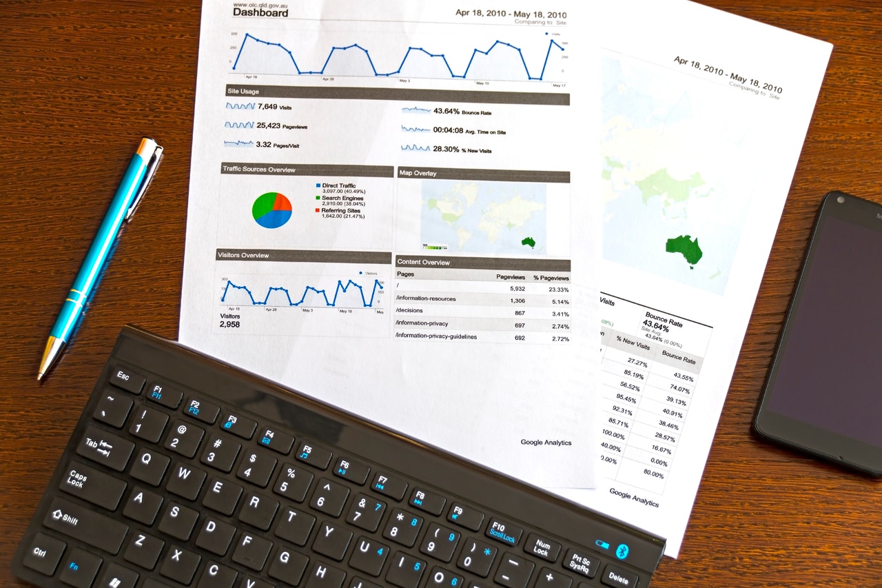 analytical data next to a computer keyboard