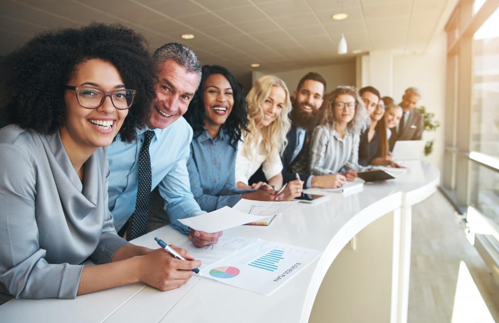 row of employees