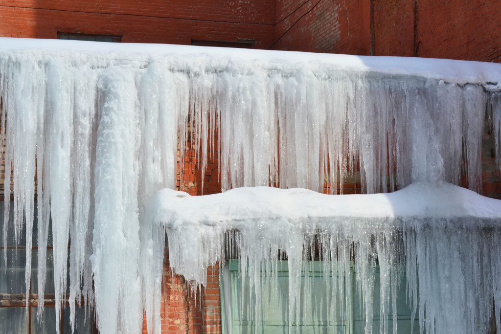 ice buildup near a house entrance